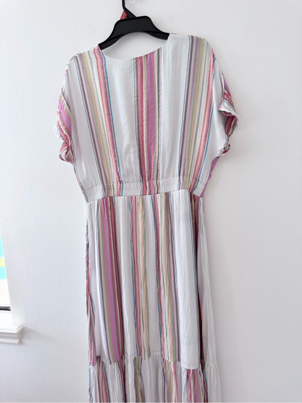 Cato Womens Large Striped Maxi Dress Tassel Tie Waist Boho Multicolor Summer - Picture 6 of 8